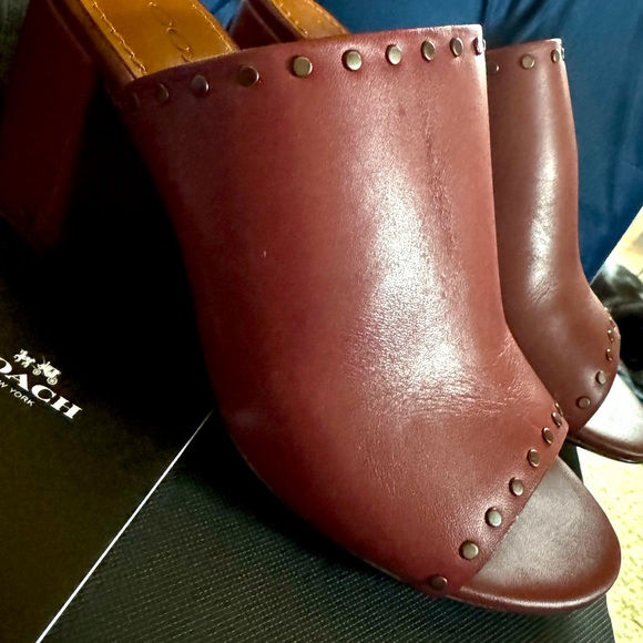 Women’s Coach leather Alexis mule size 6 wine color - Picture 1 of 13